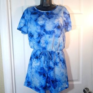 Tacera blue watercolor romper sz Sm